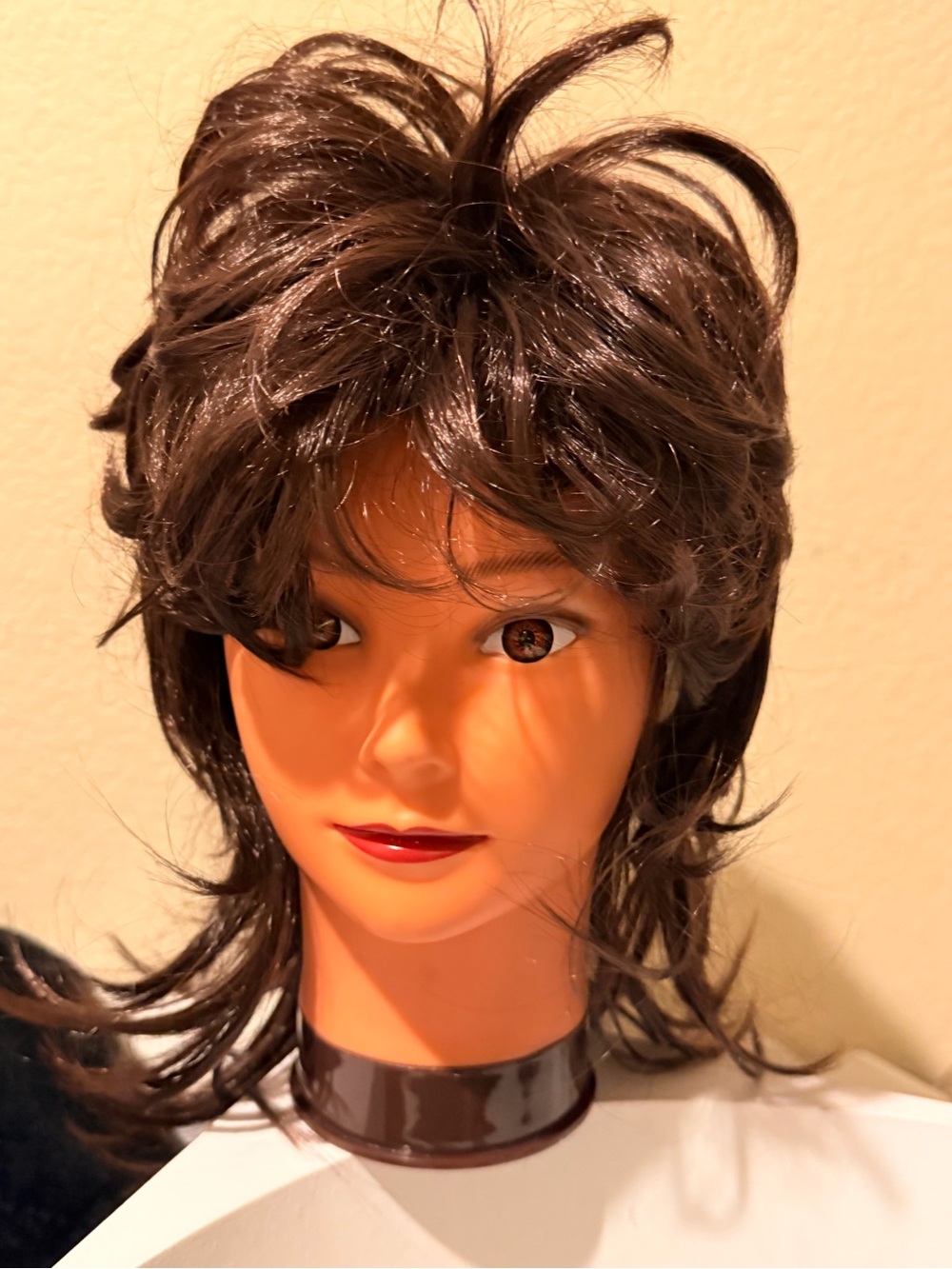 Short Layered Synthetic Wig in Rich Chocolate Brown